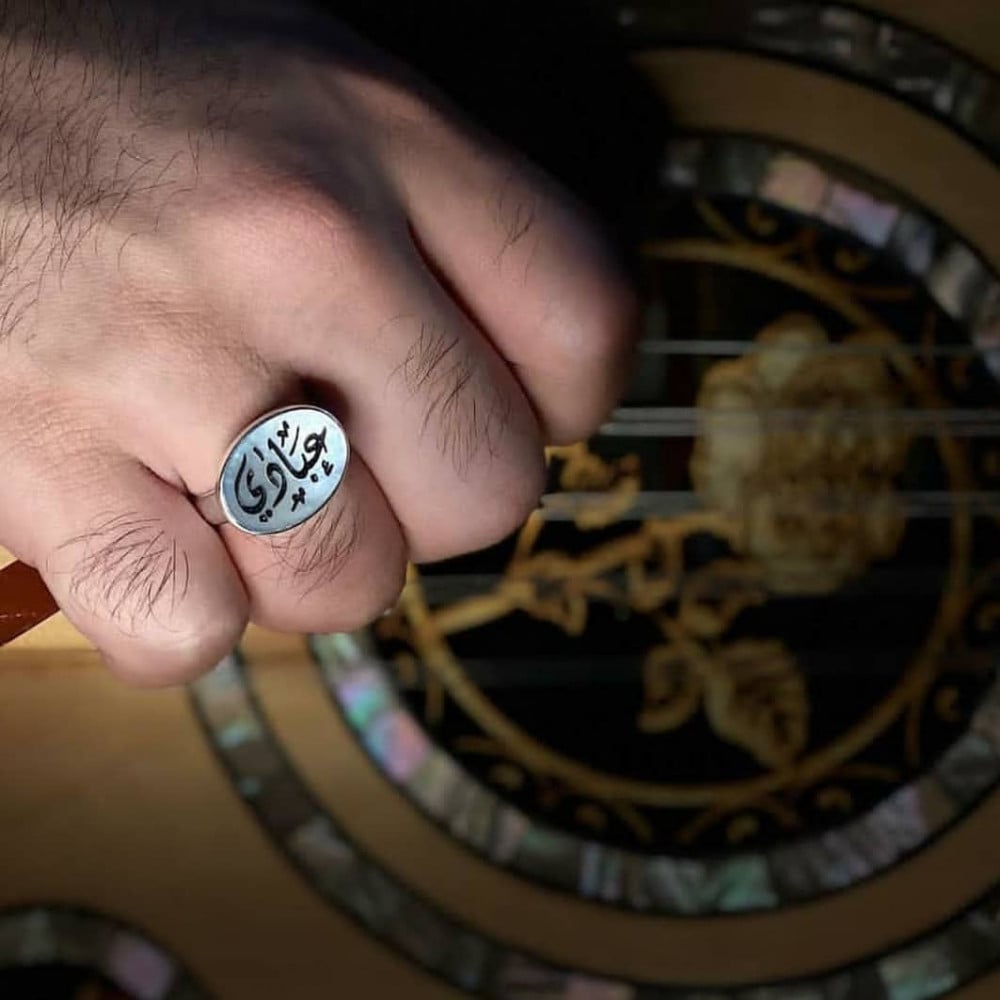 خاتم ملكي رجالي مع الصدف الافريقي الطبيعي