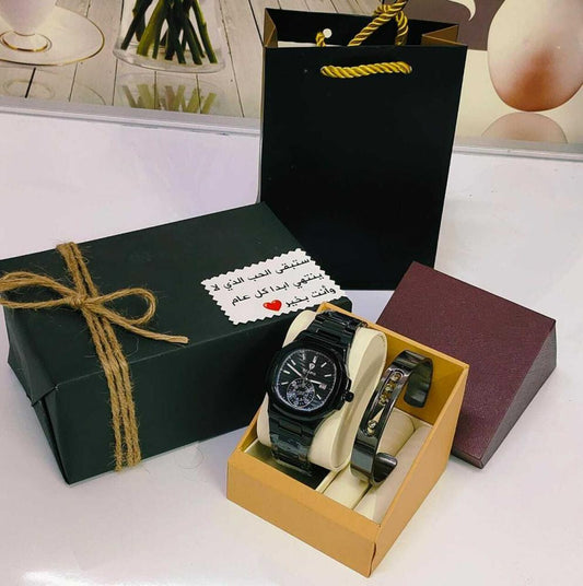 هدايا تخرج ساعة مع اسوارة رجالي