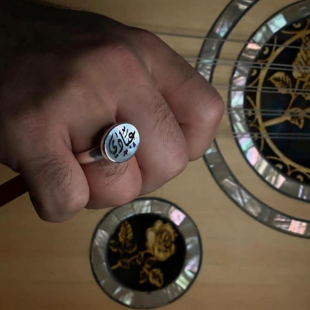 خاتم ملكي رجالي مع الصدف الافريقي الطبيعي